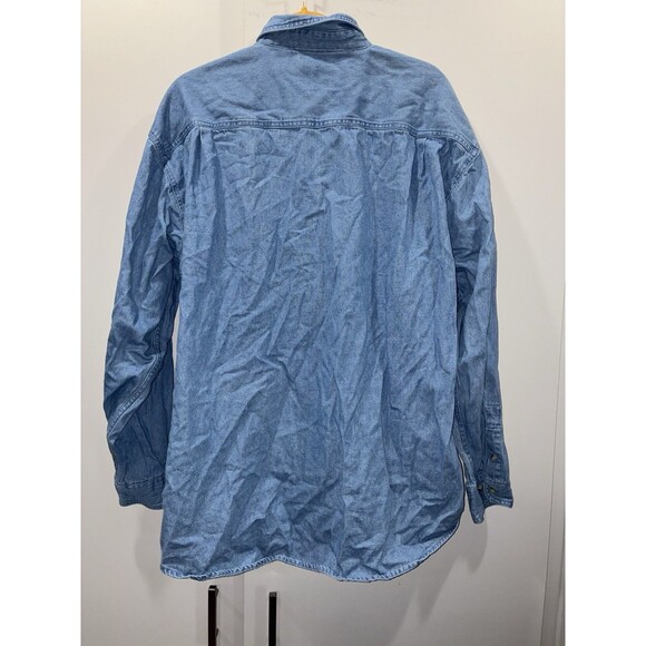 Longaberger Baskets Sunflower Bee Embroidered Denim Shirt XL Vintage 100% Cotton - Picture 3 of 8